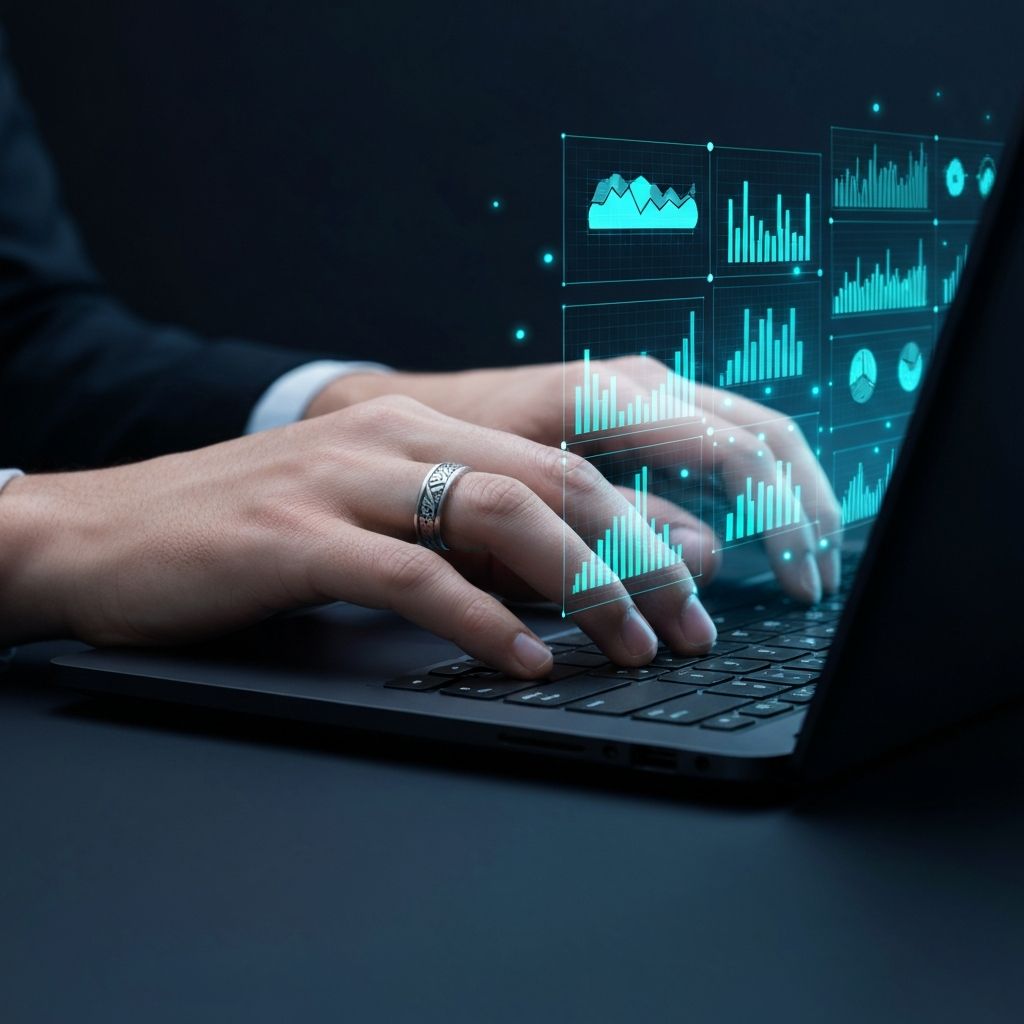 Professional working with AI data visualizations